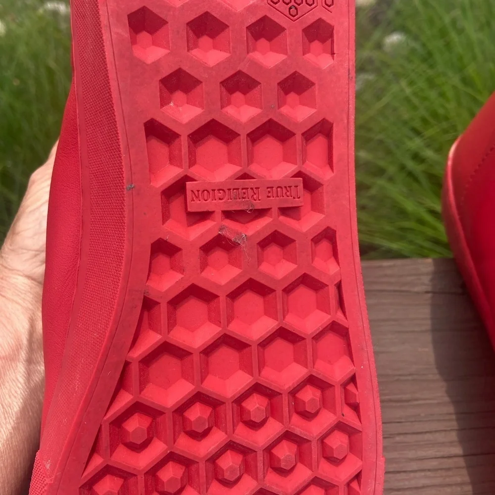 True Religion High Top Leather Sneakers True Red Mens Size 12